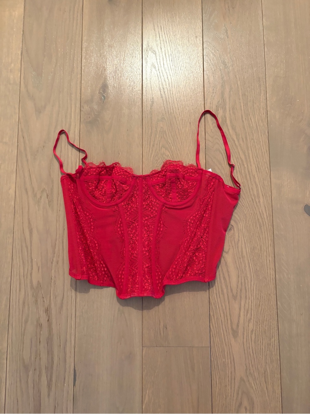 Urban Outfitters Out from Under Red Lace Modern Love Corset Top Size Small